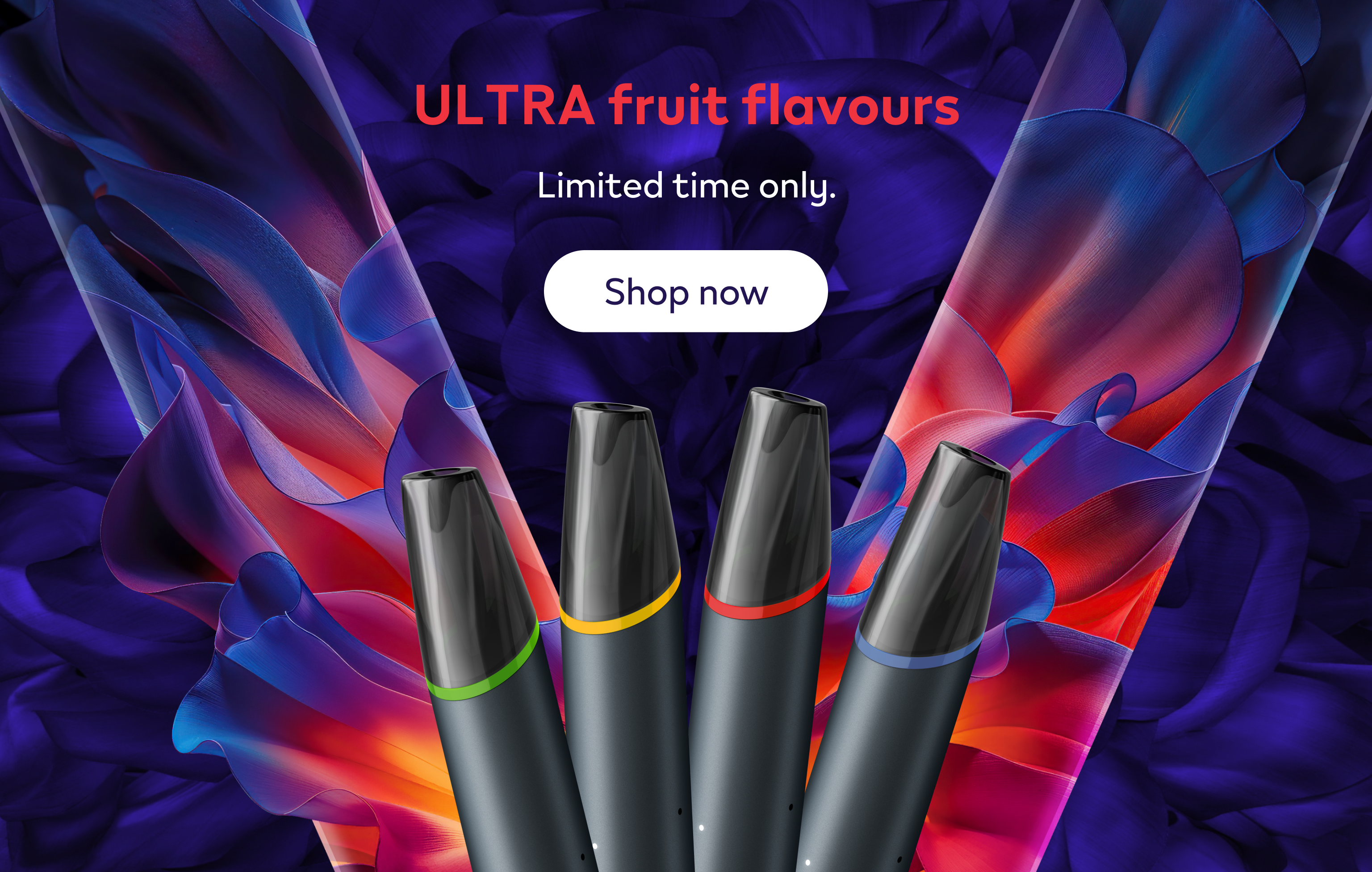 4 VEEV NOW ULTRA devices on a dark blue background and a colorful V.